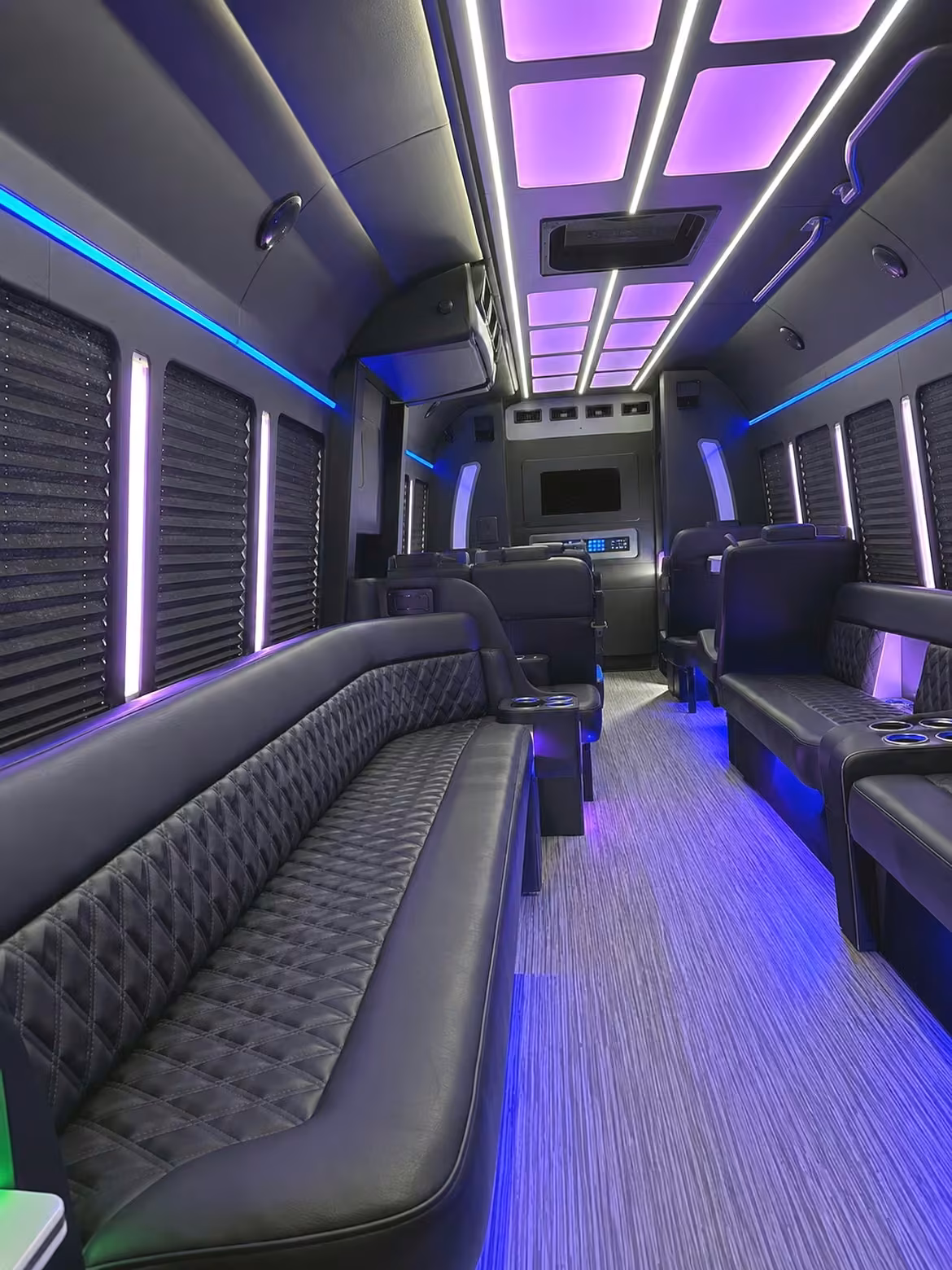 18 passenger party bus inside